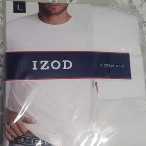 IZOD 3 Pack of White Crewneck T-Shirts Size Large NWT
